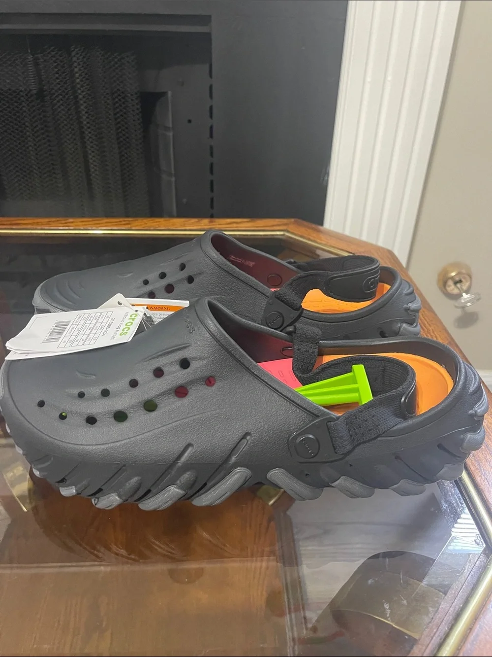 CROCS Echo Ro Clog Sunset in Black with Orange Accent
